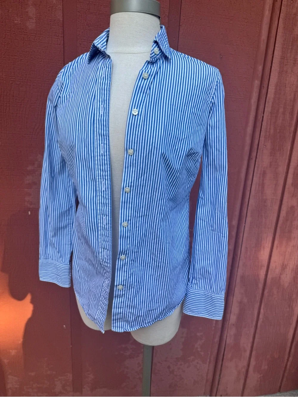 J.Crew Haberdashery Blue White Striped Button Down Shirt Fitted XXS